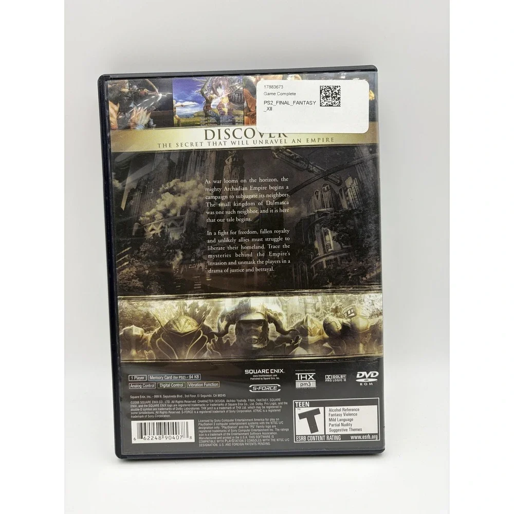 Final Fantasy XII Sony PlayStation 2 PS2 Game CIB T Square Enix NTSC 2006 RPG